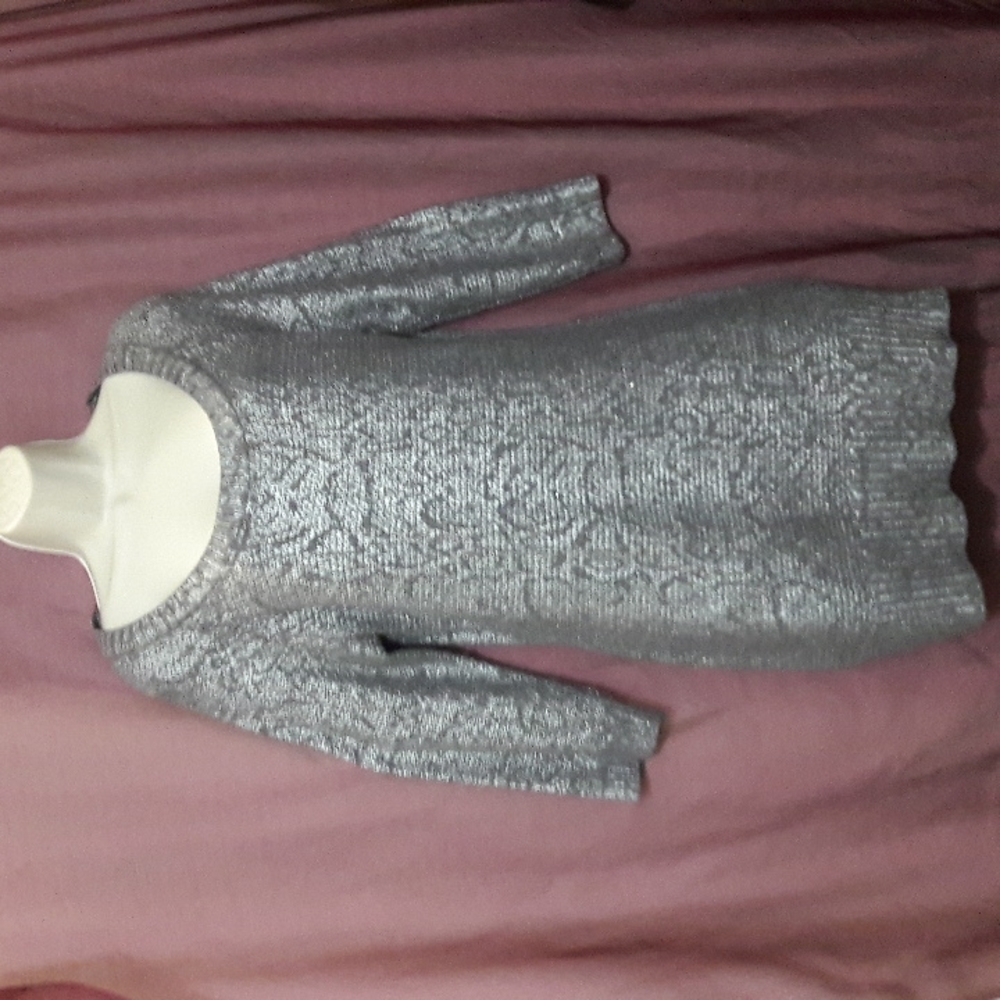 INC International Concept Sweater Dress Size XL Silver Painted Size …